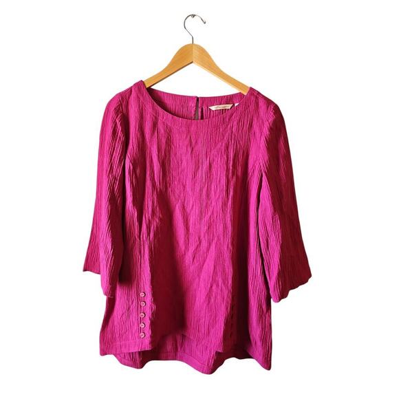 Soft Surroundings bright pink gauze tunic scoop neck sz medium new WT372 - Picture 2 of 7